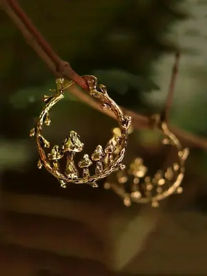 Hollow Out Mushroom Design Dangle Earrings, 2024 New Style Jewelry for Women & Girls for Party, Daily Clothing Decor, Trendy ...