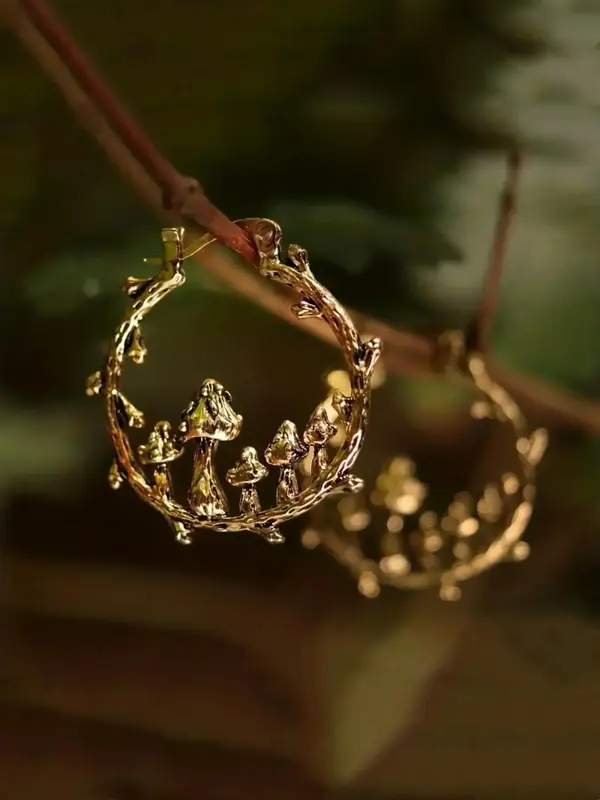 Hollow Out Mushroom Design Dangle Earrings, 2024 New Style Jewelry for Women & Girls for Party, Daily Clothing Decor, Trendy ...