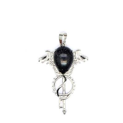 Synthetic Blue Goldstone Teardrop Pendants