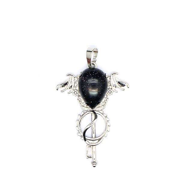 Synthetic Blue Goldstone Teardrop Pendants
