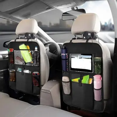 Storage Bag, 1 Count Car Seat Back Storage Bag with Touch Screen Tablet Holder, Automotive Oxford Cloth Multi-pocket Organize...