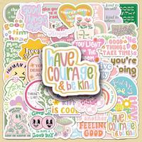 Motivational English Slogan Pattern Sticker, 50pcs/set Creative Cartoon Sticker, DIY Decorative Sticker for Scrapbooking, Jou...