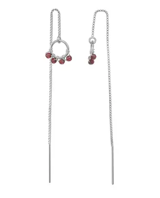 Onda Threader Earrings | Gemstone: Garnet | Metal Color: Silver