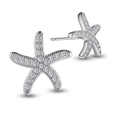 Delicate Rhodium Plated 925 Sterling Silver Ear Studs