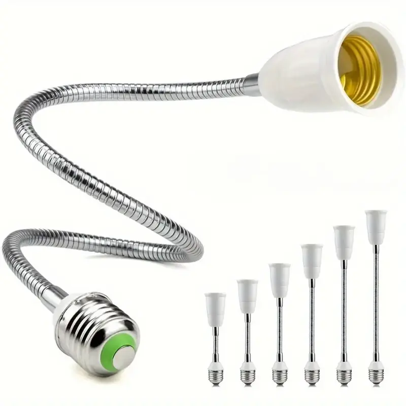 Flexible E27 LED Light Bulb Adapter Socket Extension, Screw-in Wall Base Holder for Easy Installation and Versatile Lighting ...