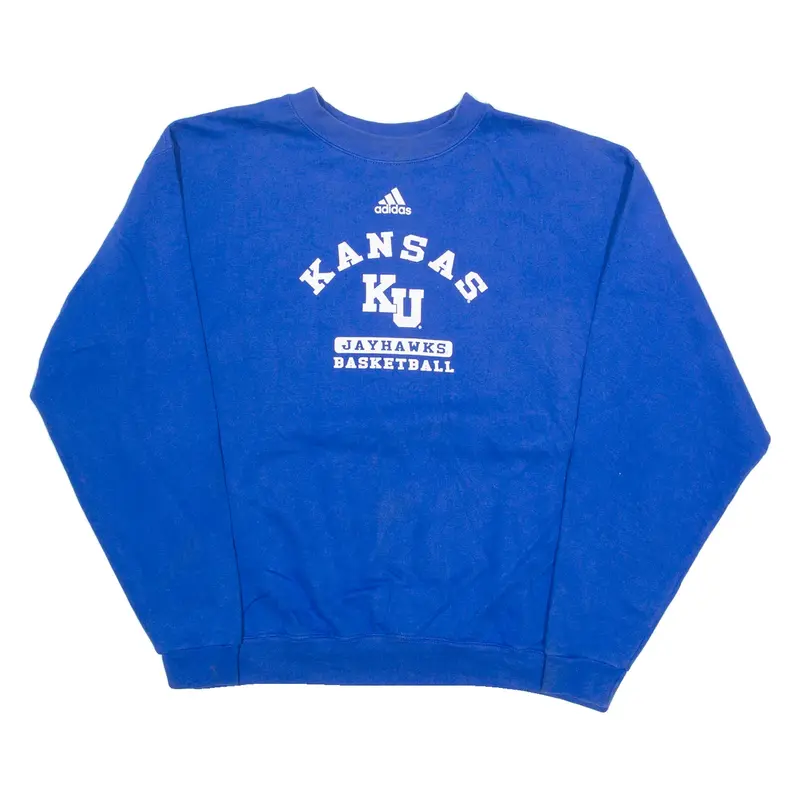 ADIDAS Kansas Jayhawks Basketball Mens Sweatshirt Blue 90s USA M