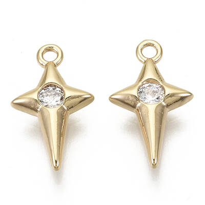 Brass Micro Pave Cubic Zirconia Charms