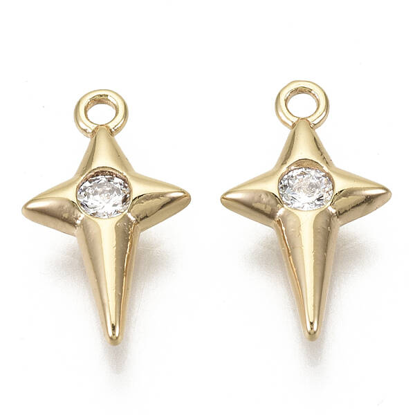 Brass Micro Pave Cubic Zirconia Charms