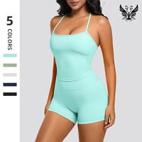 2 Piece Workout Set for Women – Spaghetti Strap Sports Crop Top and High Waist Stretch Shorts, Breathable Activewear for Yo...