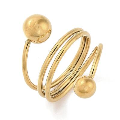Ion Plating(IP) 304 Stainless Steel Wire Wrap Spiral Cuff Rings for Women