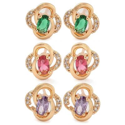 Rack Plating Brass Cubic Zirconia Stud Earrings