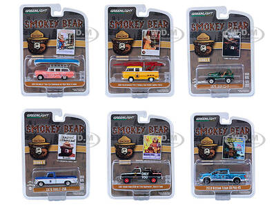 Smokey Bear Set of 6 Cars Series 4 1/64 Diecast Model Cars by Greenlight