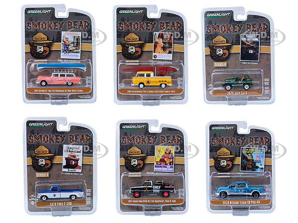 Smokey Bear Set of 6 Cars Series 4 1/64 Diecast Model Cars by Greenlight