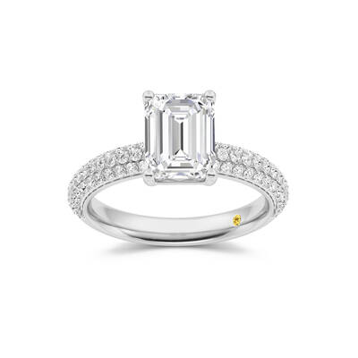 Delos Triple Row Pavé Set Emerald Cut Lab Grown Diamond Engagement Ring | 10K White Gold 3 3/4 CT. TW.