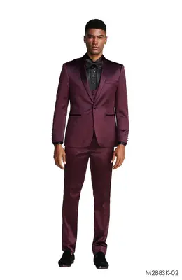 Tazio Men's Slim Fit 3-Piece Suit - Slight Sheen