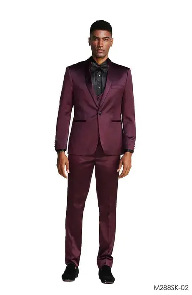 Tazio Men's Slim Fit 3-Piece Suit - Slight Sheen