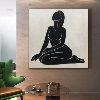 Abstract Nudes Painting Canvas Abstract Nude Woman Painting Black and White Wall Art Handmade Oil Painting Abstract Sexy Wall...