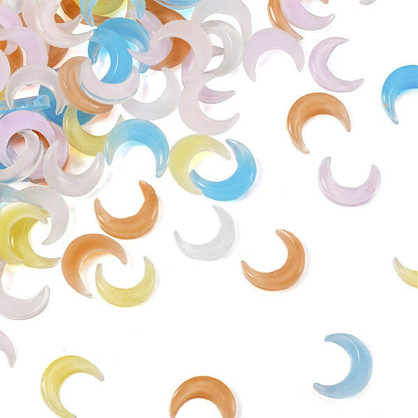 120Pcs 6 Colors Resin 3D Moon Cabochons