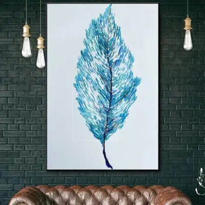 Modern Abstract Leaf Painting Original Leaf Wall Paintings On Canvas Creative Leaf Large Artwork | AIRINESS