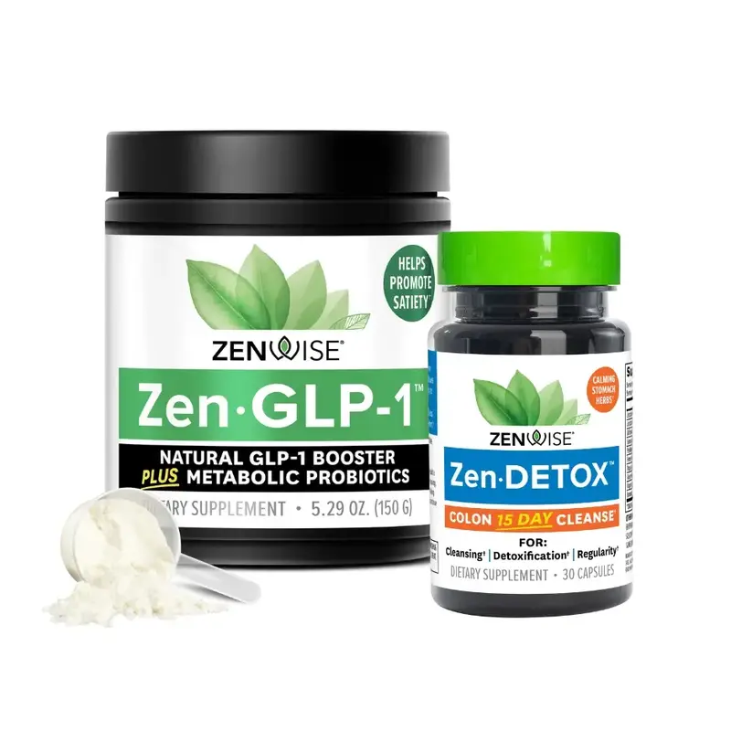 Zenwise ZenGLP-1 + ZenDetox Bundle - 15 Day Natural GLP-1 Gut Booster & 15 Day Cleanse for Gut and Colon Support