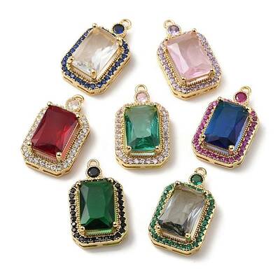 Brass with K9 Glass & Rhinestone Pendants