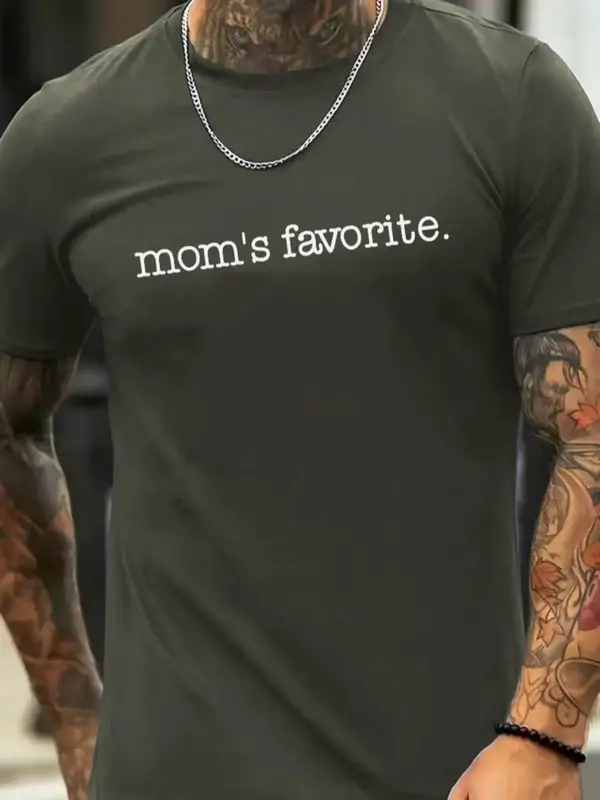 Men's Slogan Print Tee, Crew Neck Short Sleeve T-Shirt for Daily Outdoor Wear, Casual Comfy Knitting Top, Summer Clothes, Men...