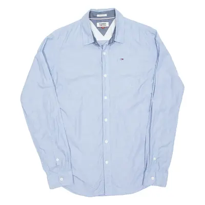 TOMMY HILFIGER Mens Plain Shirt Blue Long Sleeve M