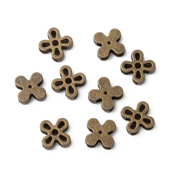 Antique Bronze Tibetan Style Flower Slide Charms