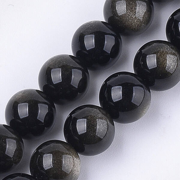 Natural Golden Sheen Obsidian Beads Strands