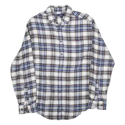 CROFT & BARROW Flannel Shirt White Check Long Sleeve Mens S