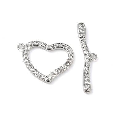Brass Micro Pave Clear Cubic Zirconia Toggle Clasps
