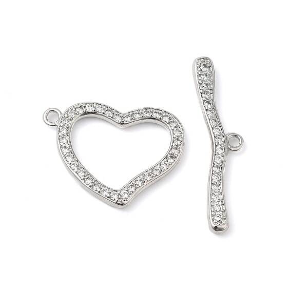 Brass Micro Pave Clear Cubic Zirconia Toggle Clasps