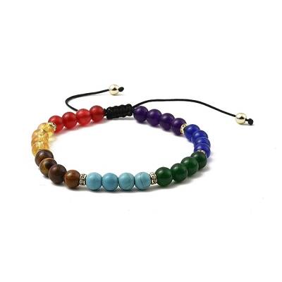 Natural & Synthetic Mixed Stone Round Braided Bead Bracelet