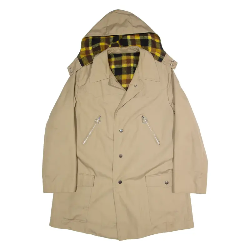 Blanket Lined Womens Trench Coat Beige 90s Hooded L