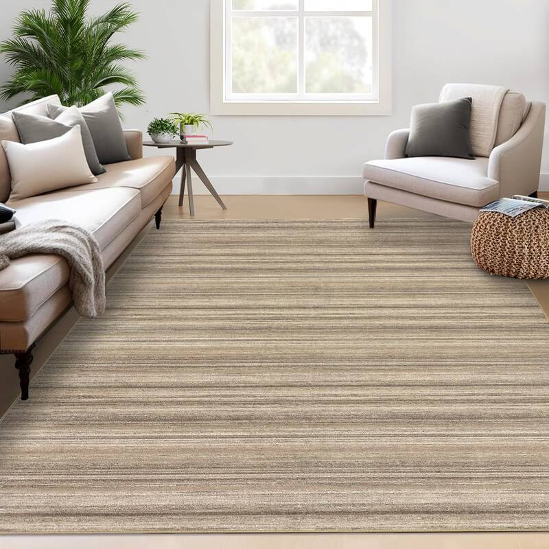 Garvee 5x7 Washable Area Rug with Modern Berber Stripes, Non-Slip Rubber Backing, Low Pile Soft Fabric, Durable Reinforced Ed...