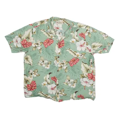 BLUE HAWAII Mens Hawaiian Shirt Green Floral XL