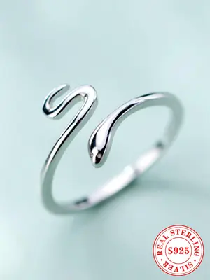 S925 Sterling Silver Fashionable Cuff Ring, Fashion Jewelry for Party, Daily Clothing Decor, Trendy All-match & Exquisite Jew...