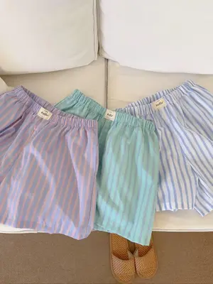 Women's Letter Patched Striped Print High Waist Straight Leg Shorts, Casual Quality and Durability Comfy Elastic Waist Shorts...