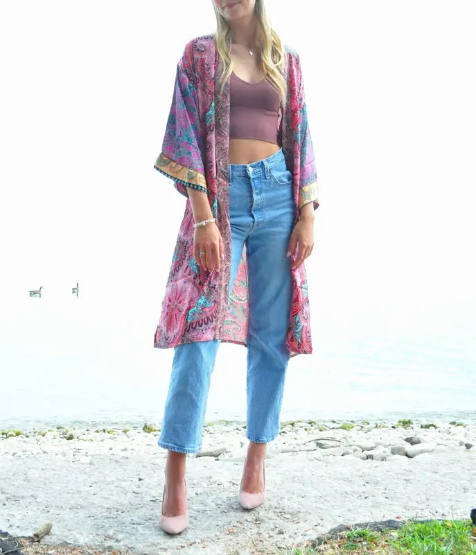 Hillside Kimono - Mixed print - Eco Couture | Size: O/S | Color: Saturated