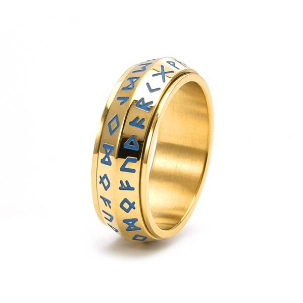 Rune Words Viking Amulet Stainless Steel Rotating Finger Ring