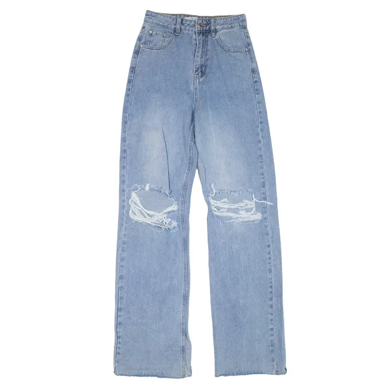 SEE SEE Distressed Jeans Blue Denim Loose Straight Womens W26 L34