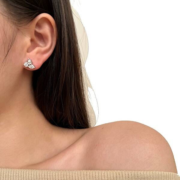 925 Sterling Silver Micro Pave Clear Cubic Zirconia Stud Earrings