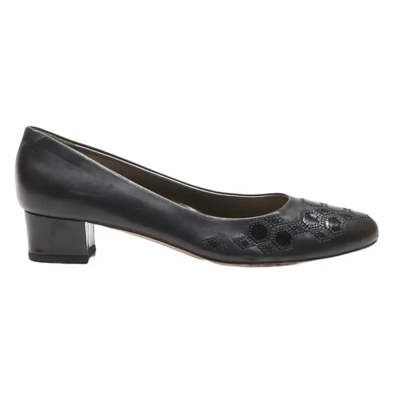 FERRAGAMO Pump Heels Black Leather Womens UK 7.5