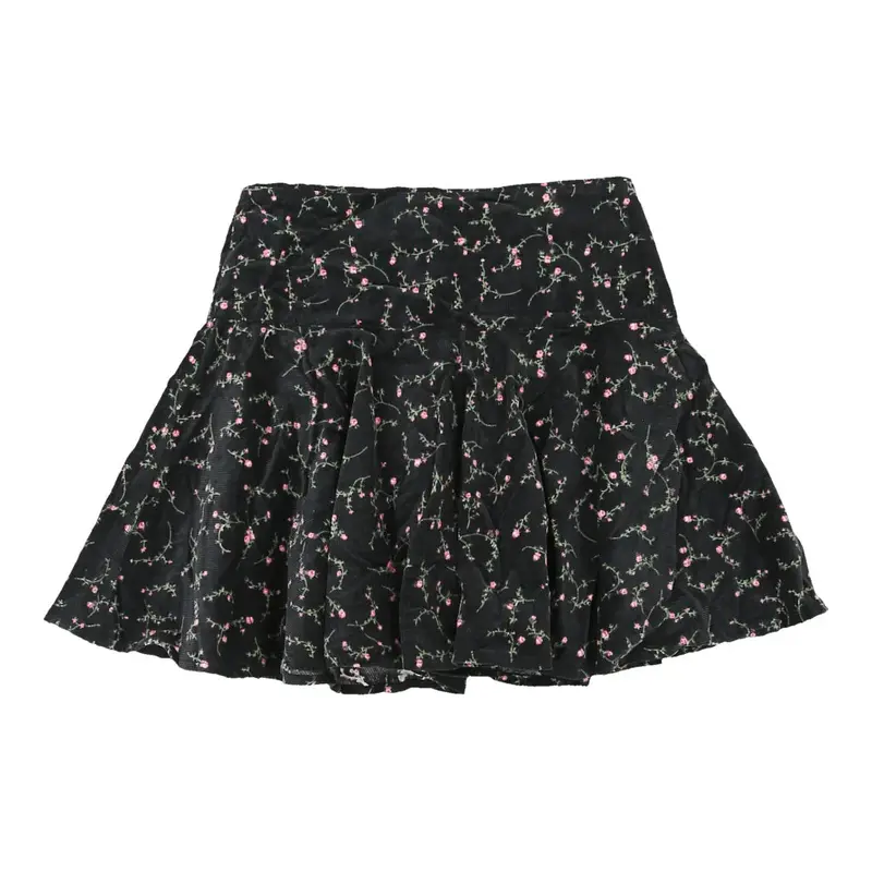 Age 8 Unbranded Floral Cord Skirt - Small Black Cotton