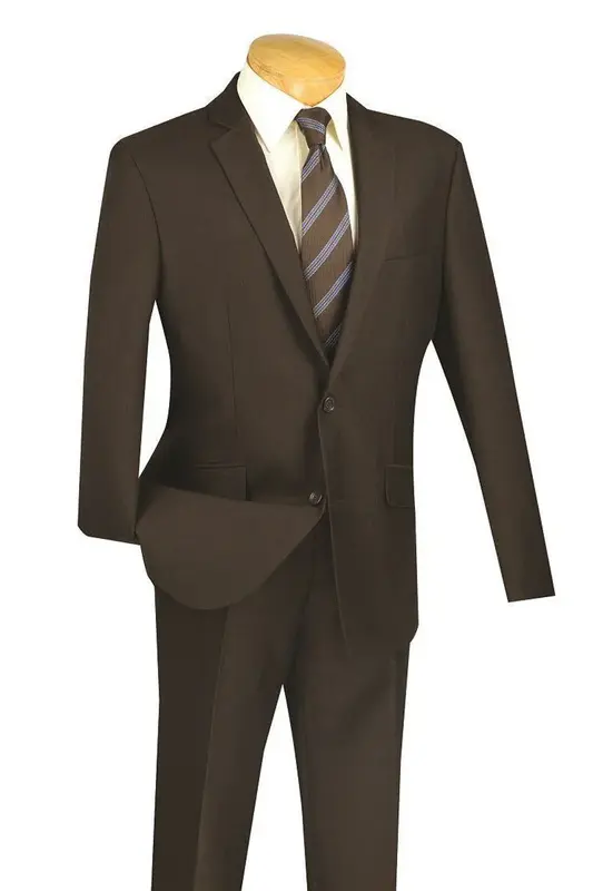 Brown Slim Fit Men's Travel Suit - Textured Stretch Fabric