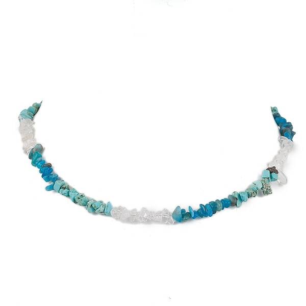Natural Howlite & Apatite & Quartz Crystal Chip Beaded Necklaces