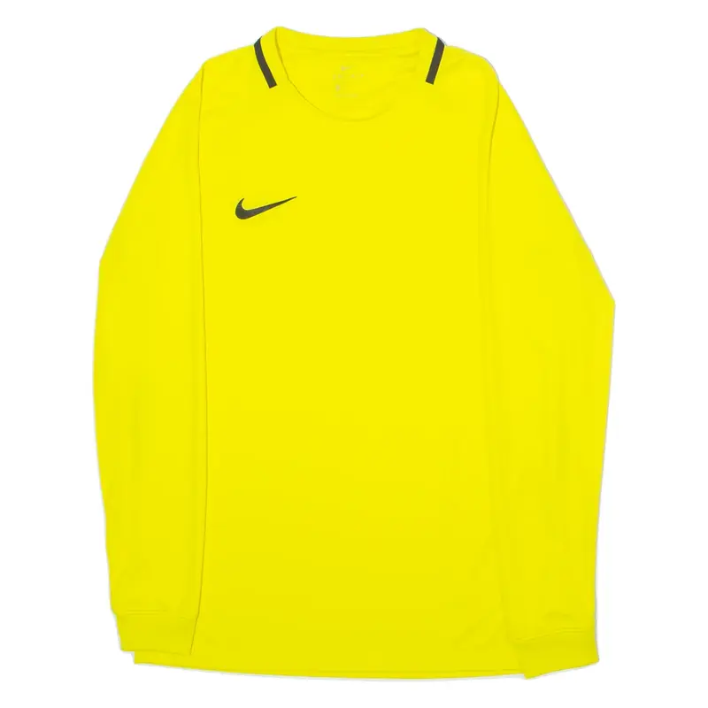 NIKE Template Mens Football Shirt Jersey Yellow Long Sleeve L