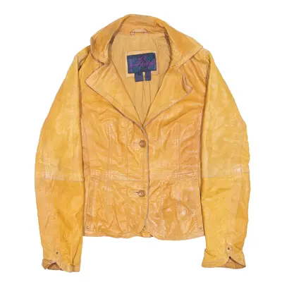 MNG Blazer Leather Jacket Beige Womens M
