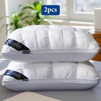 Luxurious Hotel-Quality Pillows - 2pcs Soft Down Alternative Fill for Side, Back, and Stomach Sleepers - All-Season Comfort a...
