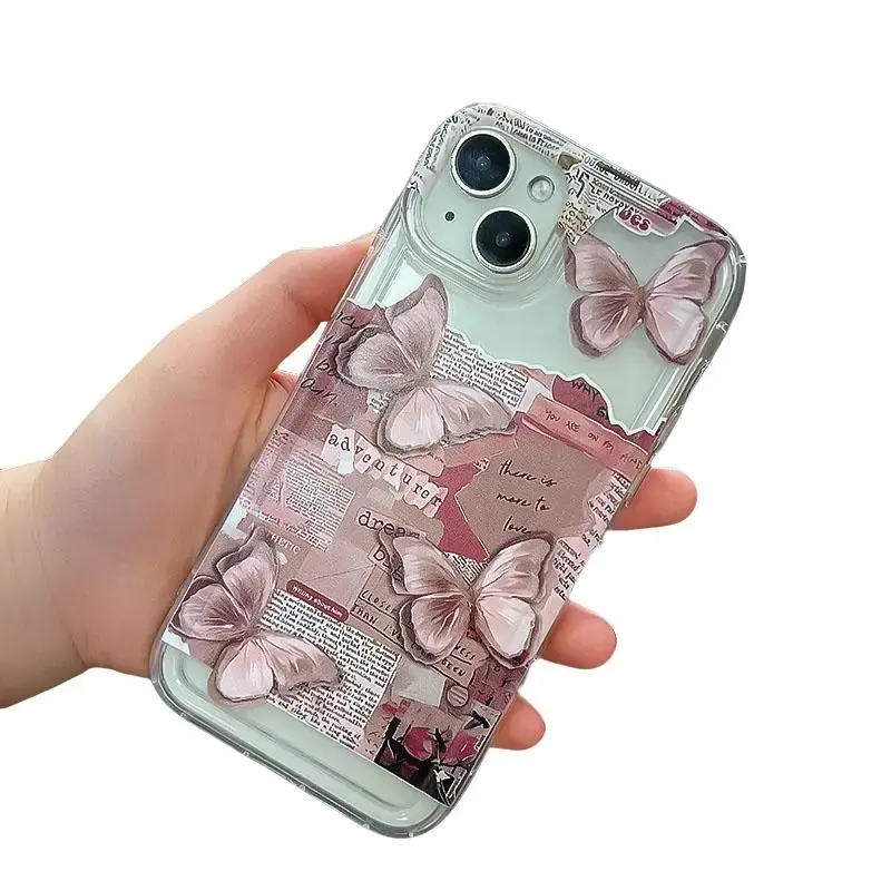 Butterfly Pattern Clear TPU Phone Case, Anti-drop Cellphone Protective Cases, Shockproof Mobile Phone Cover for iPhone 6 7 1...